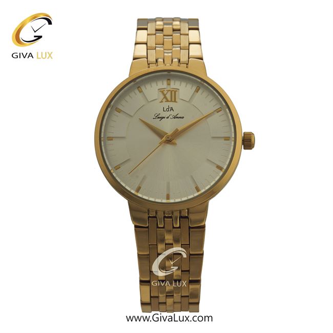 ساعت مچی اورجینال زنانه LdA | لوئیجی د آنا | Luigi d'Ana طلایی | طلایی| سفید صدفی| کد رفرنس 2405